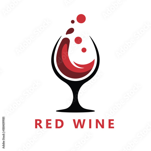 Red wine glass with splashes isolated on white background icon