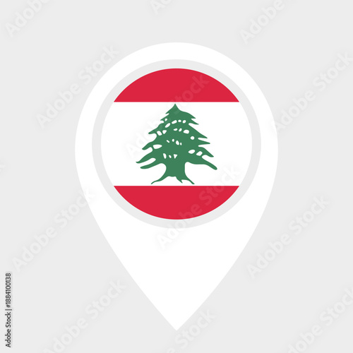 Map pin icon displaying the Lebanese flag. Perfect for travel, tourism, navigation, geography, and culturally themed design projects