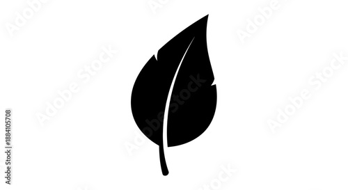 Simple Black Leaf Silhouette Design on isolated white background