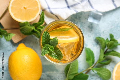 Glass of lemon ice tea with...