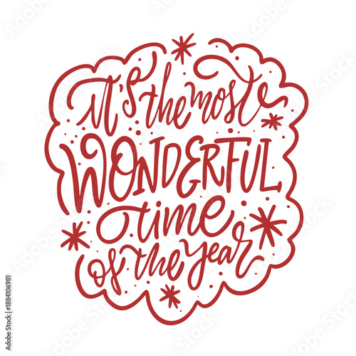 Quadro em tela Decorative hand lettering illustration with the phrase Its the most wonderful ti