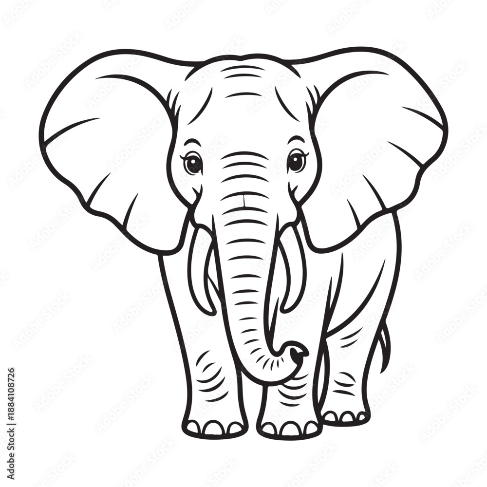 Fototapeta premium Cute baby elephant line art