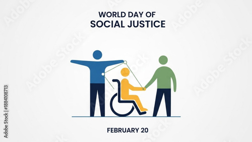 World day of social justice illustration with people helping each other promoting equality and support on february 20 symbolizing inclusivity and community solidarity