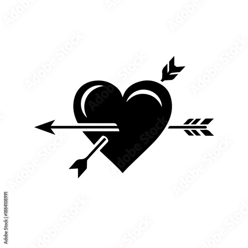 Black heart pierced by arrow Vector