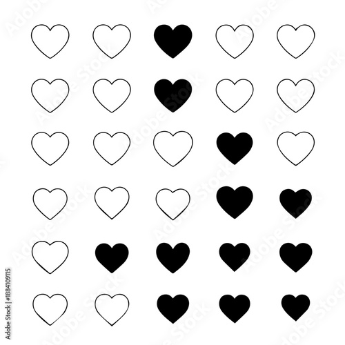 Pattern of black and white hearts Vector