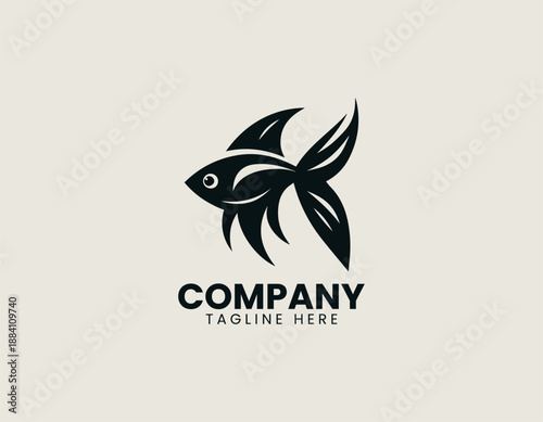 Tetra Fish Black Vector Logo Illustration