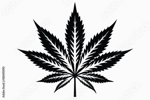 cannabis silhouette line art vector illustration with a white background