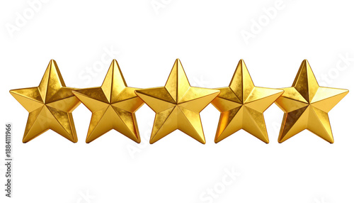 Five shining golden stars arranged in a row against a black, seamless background