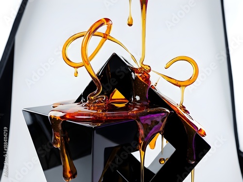 Liquid Honey Cascade on Obsidian Structure