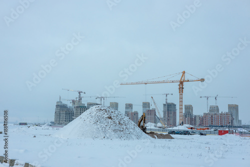 construction site in winter