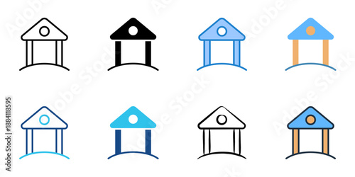 Town hall icons set multiple style collection. Editable stroke 
