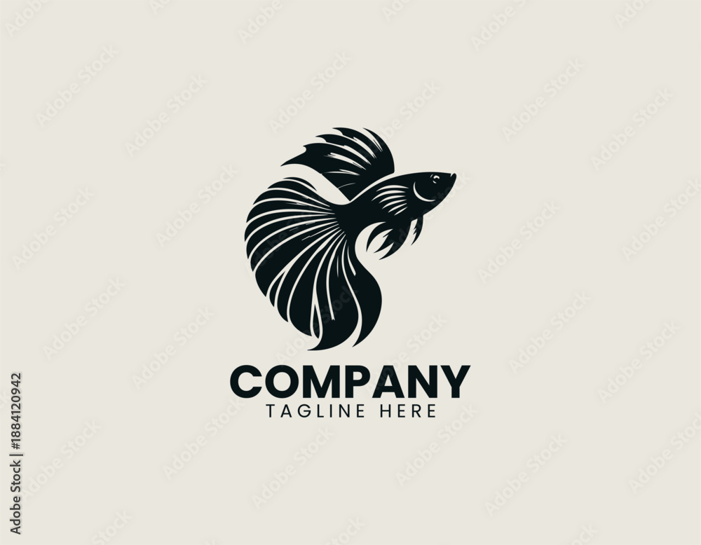 Obraz premium Guppy Fish Black Vector Logo Illustration