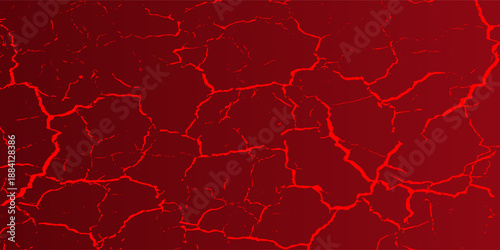 striking red and black cracked texture background, resembling molten lava or fractured earth. The glowing cracks create a dramatic and intense visual effect.eps10