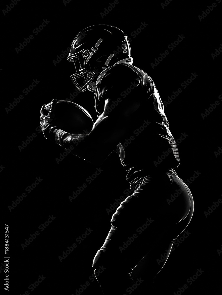 Fototapeta premium A football player in uniform preparing to throw a ball on the field.