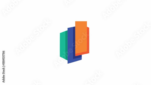 Colorful 3D rectangle graphic design element.