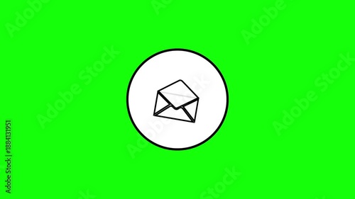 Animated contact icon showing an incoming phone call notification. Clean and simple phone call symbol, email envelope,  animation suitable for mobile app UI notification alerts communication concepts