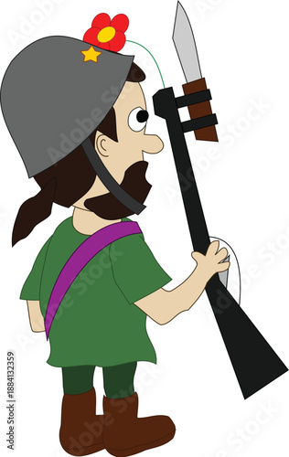 A fashionable samurai lady in a cartoon vector illustration wearing a stylish dress and holding a warrior sword for a kendo fight or Halloween design