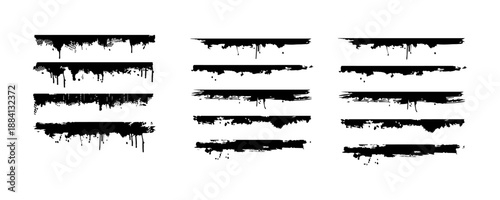 Curved Grunge Brush Stroke, Black Paint Splash Texture for Creative Design Projects. eps 10