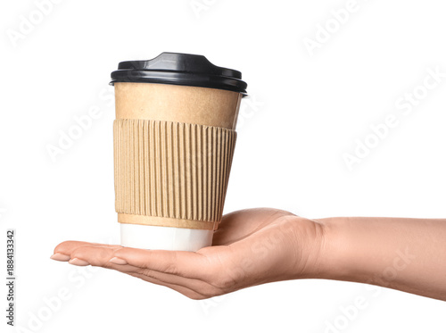 Female hand holding paper c...