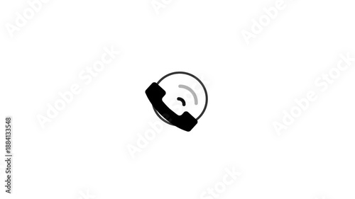 Animated contact icon showing an incoming phone call notification. Clean and simple phone call symbol, email envelope,  animation suitable for mobile app UI notification alerts communication concepts