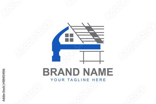 Construction logo. Home renovation logo or construction logo with tools and hardware icon template set