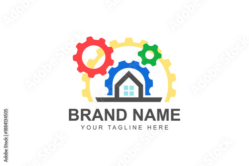 Construction logo. Home renovation logo or construction logo with tools and hardware icon template set