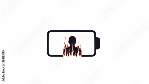 Battery Icon with Silhouette Inside.