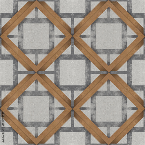 wood frame and cement texture decorative tile.