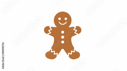 Smiling Gingerbread Man Cookie with Icing Details.