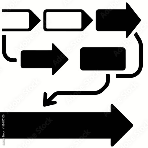 Graphical illustration of a sequential process or decision-making flow with feedback isolated on transparent background, isolated on white background, Vector