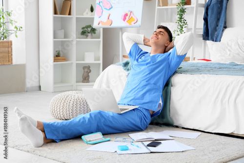 Male medical student restin...