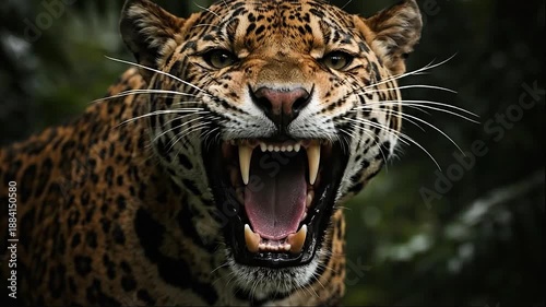 Close-Up Jaguar Roar With Intense Eyes And Detailed Fur