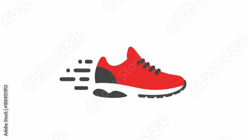 Red Athletic Running Shoe Sneaker.