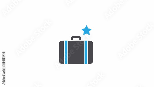 Suitcase with blue stripes and handle.