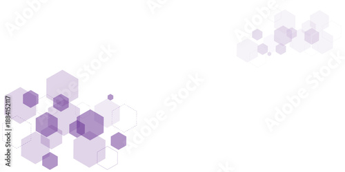 Vector geometric abstract background with purple hexagons for Science, technology and medical concept.