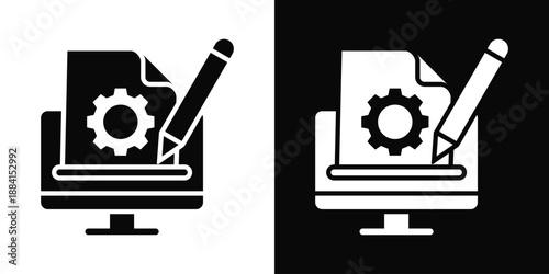 Rapid Prototyping Icon White And Black Background Style