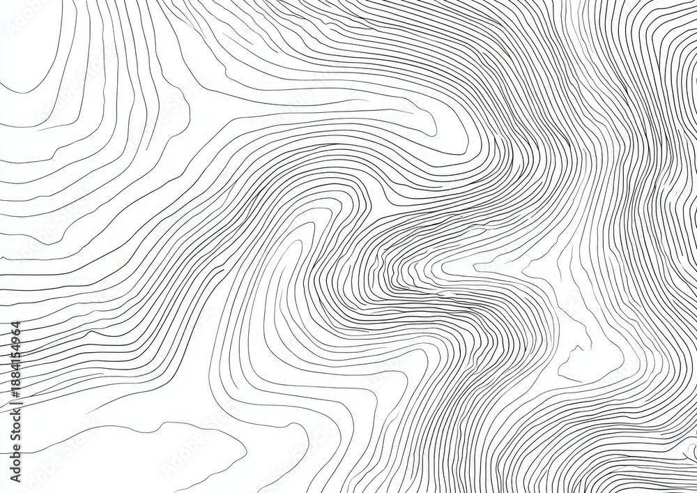 Fototapeta premium Contour lines depict a topographic map of a complex, mountainous terrain