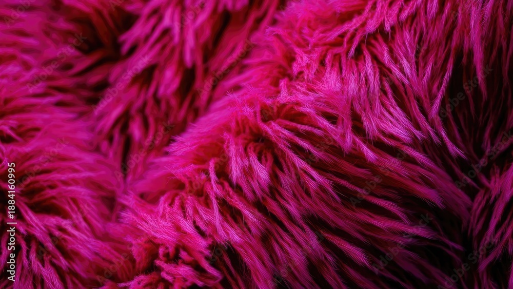 Obraz premium Close-up of bright pink fluffy fur fibers. Concept Macro close-up, Bright pink fluffy fur fibers, Textural detail study, Soft tactile photography, Color pop close-up
