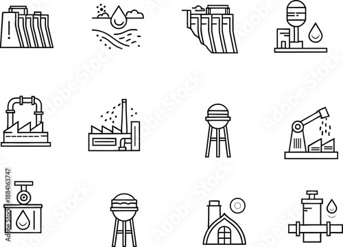 Industrial and environmental icons set