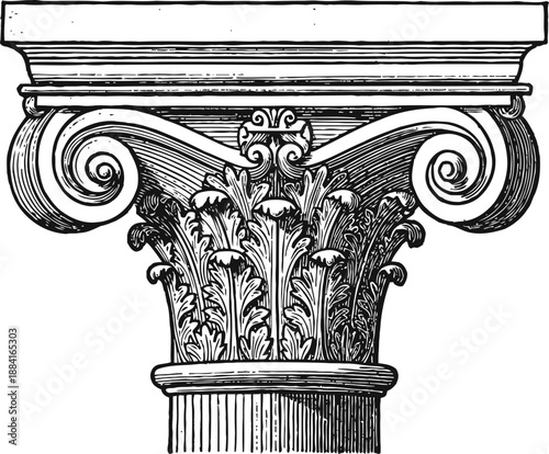Intricate corinthian capital with acanthus leaves and volutes classical architectural detail