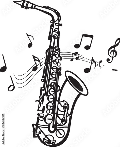 Saxophone Music Love Vector Bundle