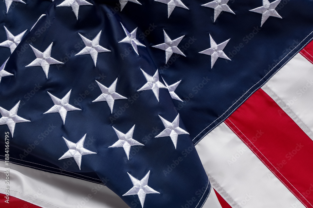 Fototapeta premium Flag of USA as background, closeup. Memorial Day celebration