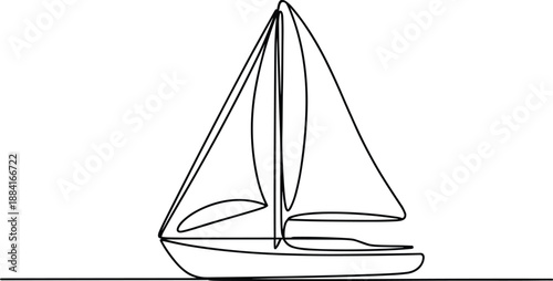 Simple black and white line of a sailboat line black and white