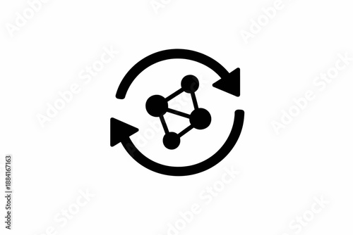 Continuous data network refresh and synchronization process icon isolated on transparent background, isolated on white background, Vector