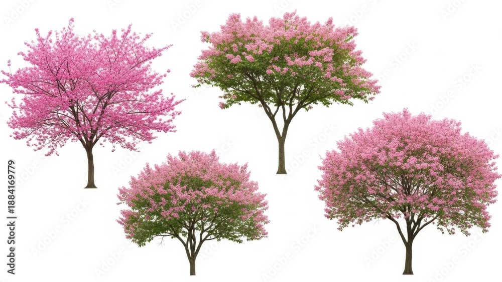 Obraz premium Four blooming cherry trees