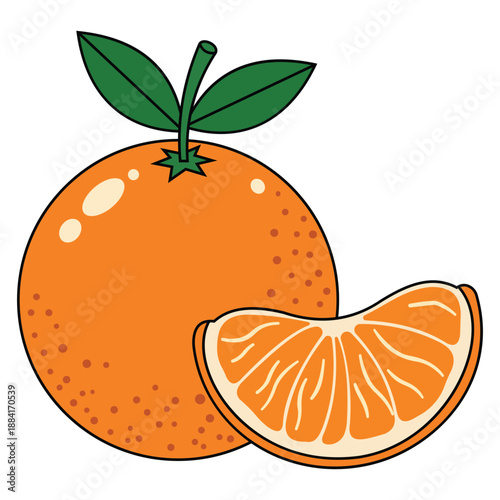 Vibrant Citrus Still Life: A juicy, bright orange, paired with a segment, creates a cheerful visual, hinting at freshness and natural goodness.