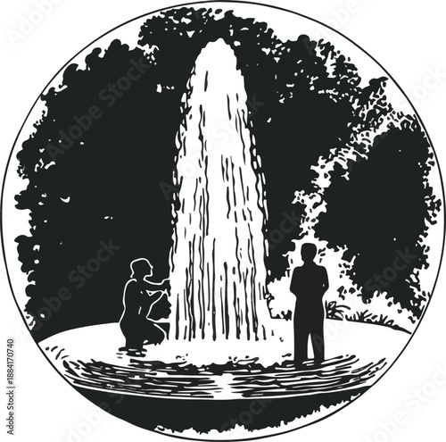 Art & IllustrationWaterfall in the forest  illustration