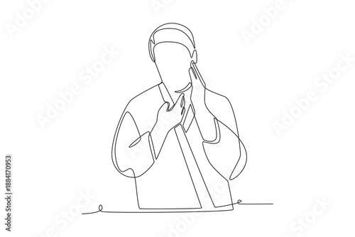 Men’s grooming and skincare concept one-line drawing