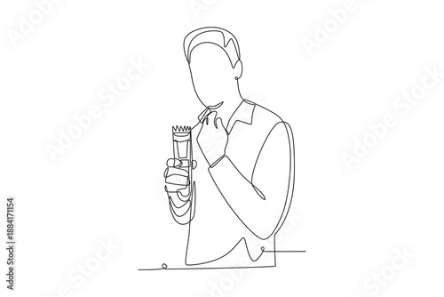 Men’s grooming and skincare concept one-line drawing