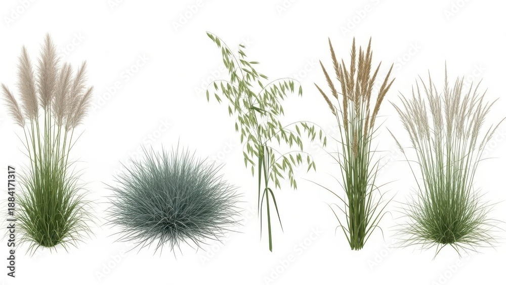 Fototapeta premium Collection of ornamental grasses